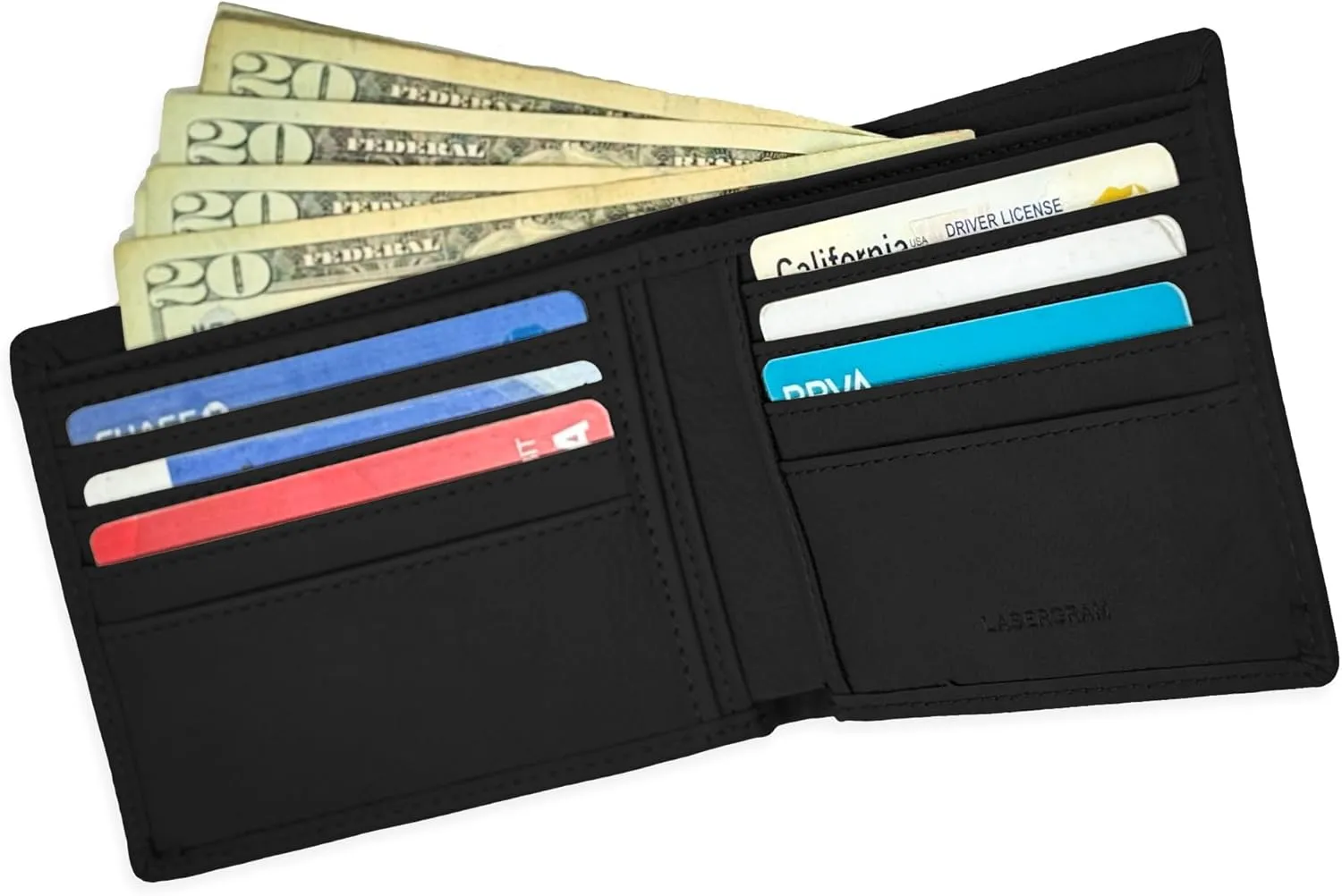 LaserGram Faux Leather Bi-Fold Wallet, BMX Rider, Personalized Engraving Included (Black with Silver)