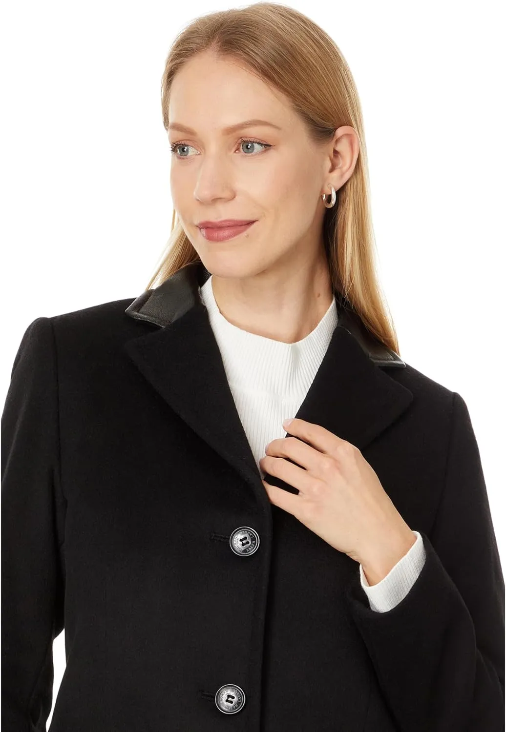 Lauren Ralph Lauren Women's Sb Wool W Faux Leather Trim