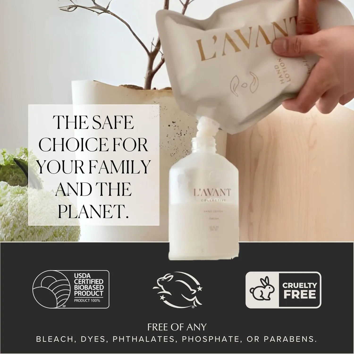 L'AVANT Collective Luxury Hand Lotion Refill - High Performing Moisturizing Hand Cream for Dry, Cracked Hands, Nails & Cuticles - Hydrating Shea Butter Formula (20 oz Fresh Linen)