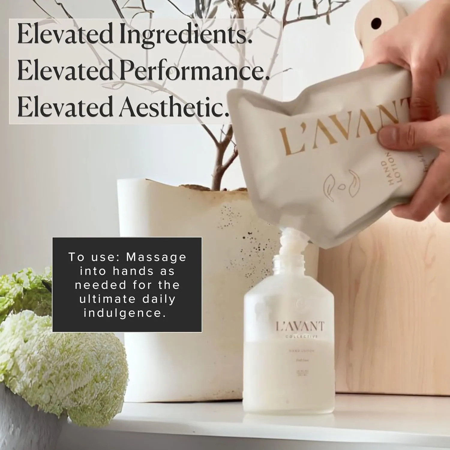 L'AVANT Collective Luxury Hand Lotion Refill - High Performing Moisturizing Hand Cream for Dry, Cracked Hands, Nails & Cuticles - Hydrating Shea Butter Formula (20 oz Fresh Linen)