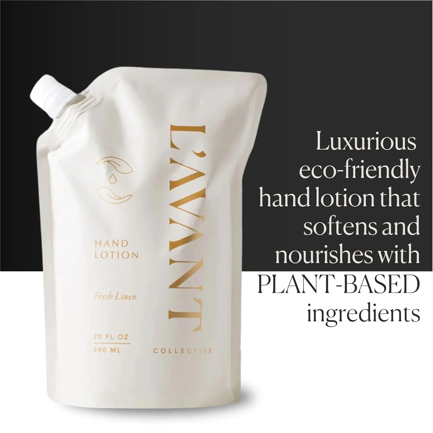 L'AVANT Collective Luxury Hand Lotion Refill - High Performing Moisturizing Hand Cream for Dry, Cracked Hands, Nails & Cuticles - Hydrating Shea Butter Formula (20 oz Fresh Linen)