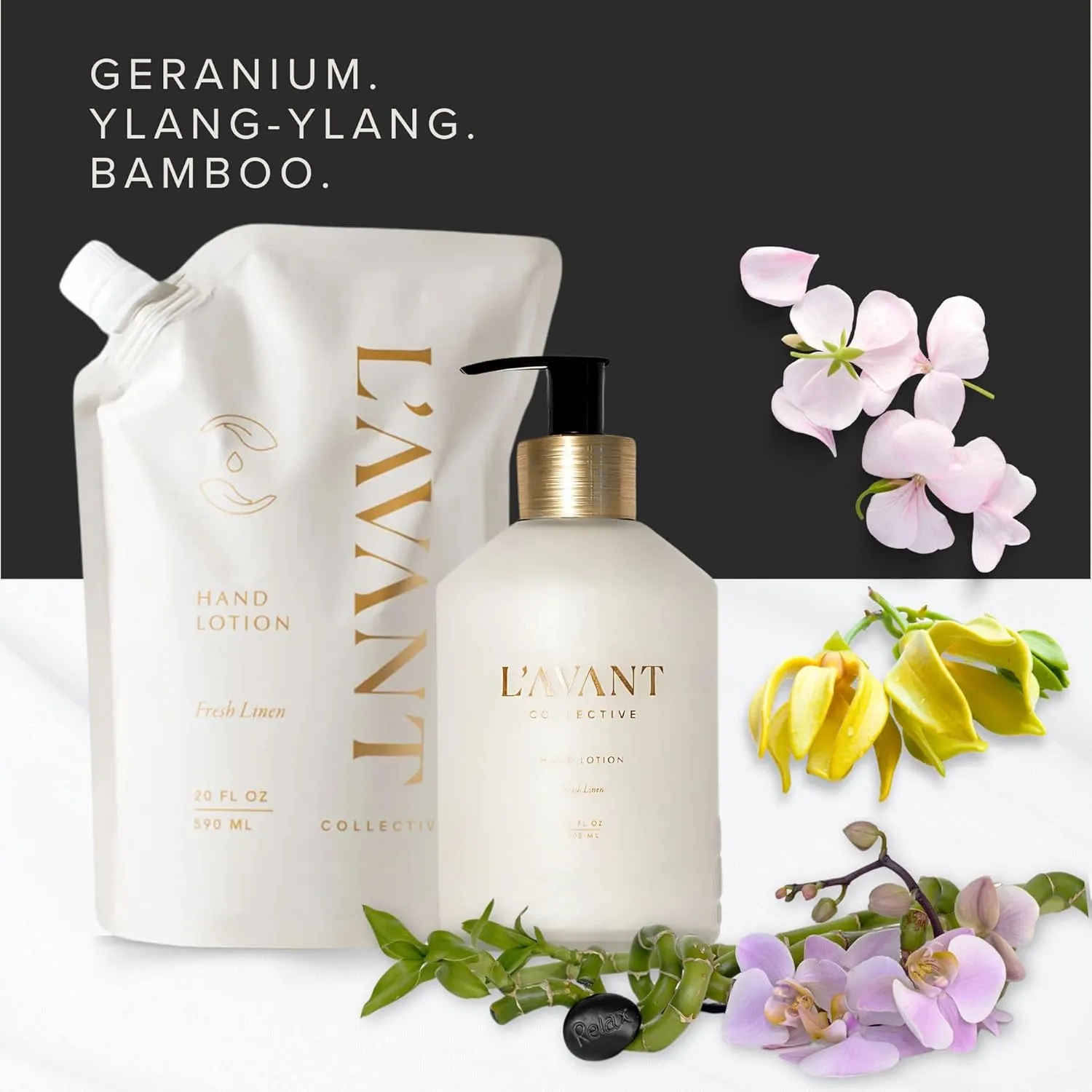 L'AVANT Collective Luxury Hand Lotion Refill - High Performing Moisturizing Hand Cream for Dry, Cracked Hands, Nails & Cuticles - Hydrating Shea Butter Formula (20 oz Fresh Linen)