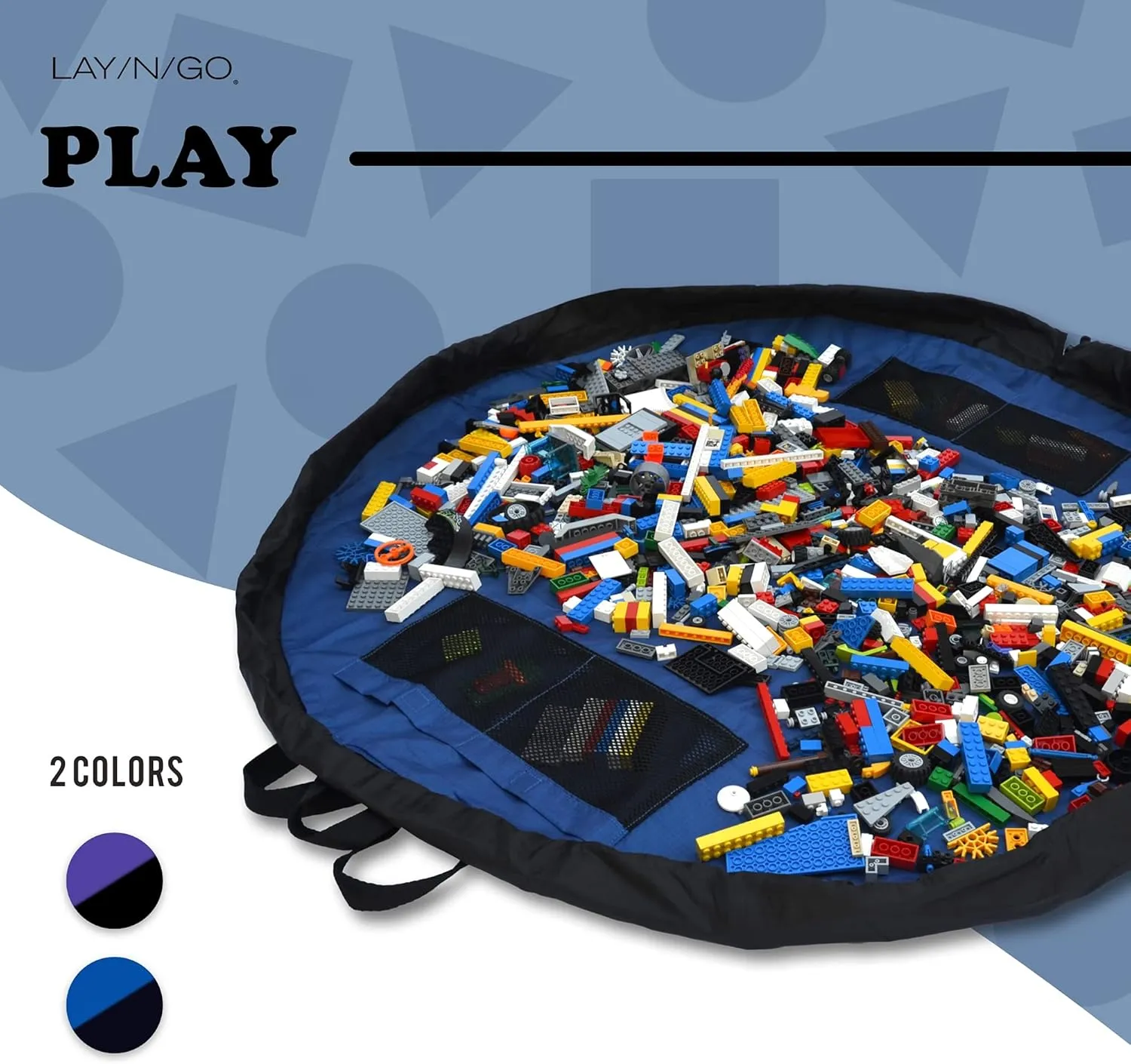 Lay-n-Go 2-in-1 Portable Drawstring Toys Storage Organizer and Play Mat for Room and Travel, Made for Kids and Toddlers with a Durable Patented Design