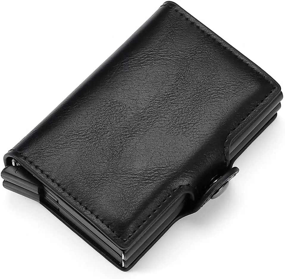 Layer Aluminum Card Box Card Bag Men's PU Automatic -up Card Clip Pattern Wallet purse