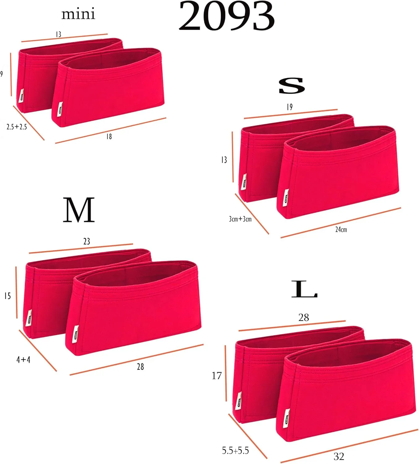 Lckaey Classic CAPUCINES Handbag Organizer Insert Red
