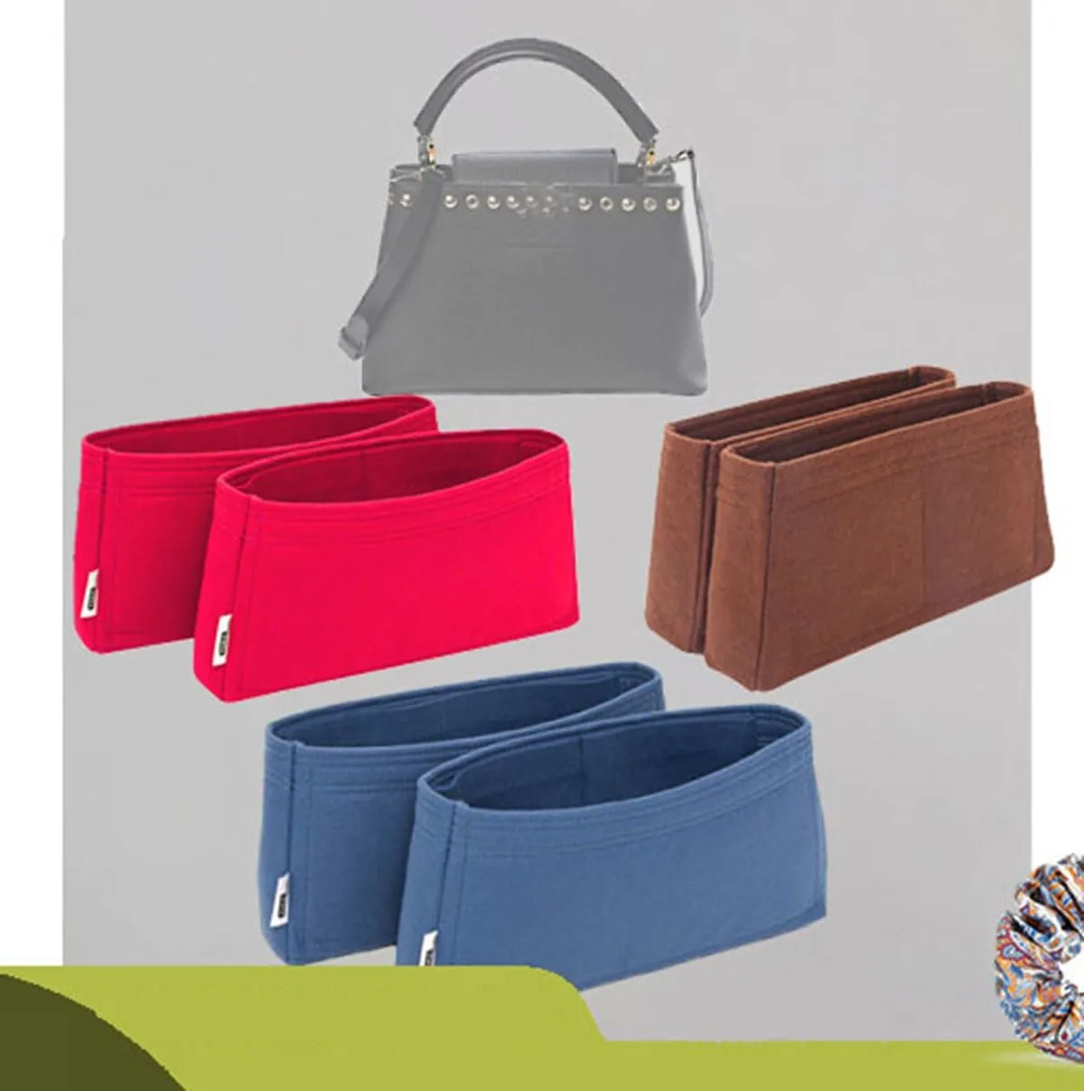 Lckaey Classic CAPUCINES Handbag Organizer Insert Red