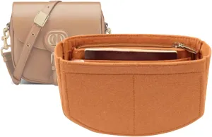 Lckaey Felt Insert Purse Organizer for saddle bag bobby liner bag handbag storage bag2045Caramel -S