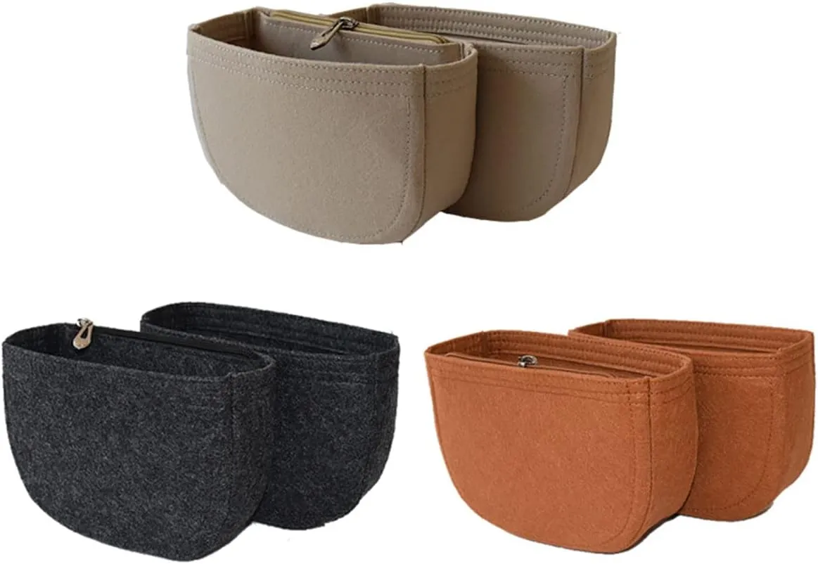 Lckaey Felt Insert Purse Organizer for saddle bag bobby liner bag handbag storage bag2045Caramel -S