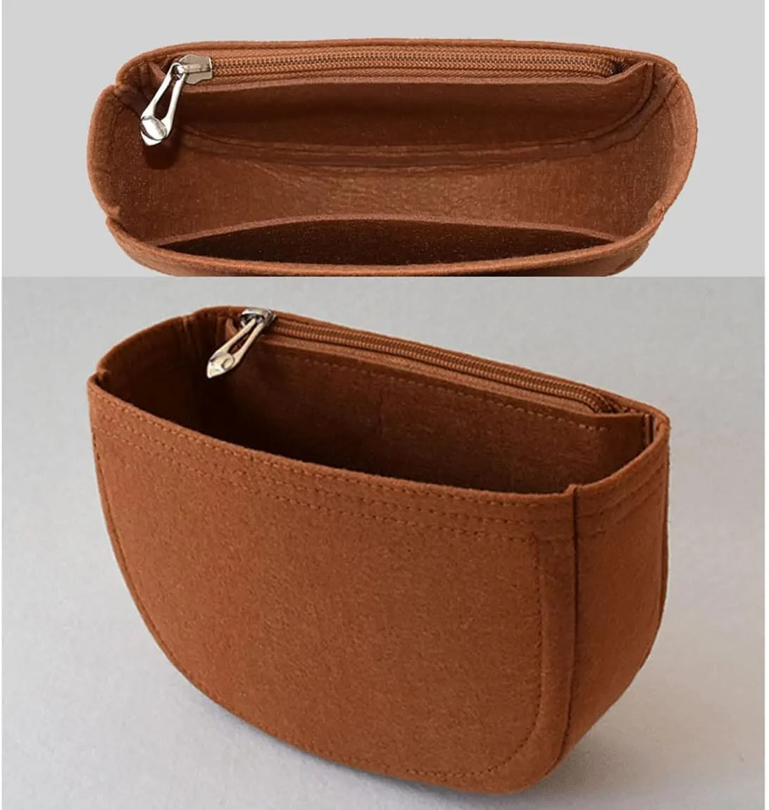 Lckaey Felt Insert Purse Organizer for saddle bag bobby liner bag handbag storage bag2045Caramel -S
