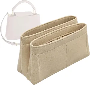 Lckaey Purse insert organizer for drawer for CAPUCINES felt liner bag in bag organizer 2093Beige-M