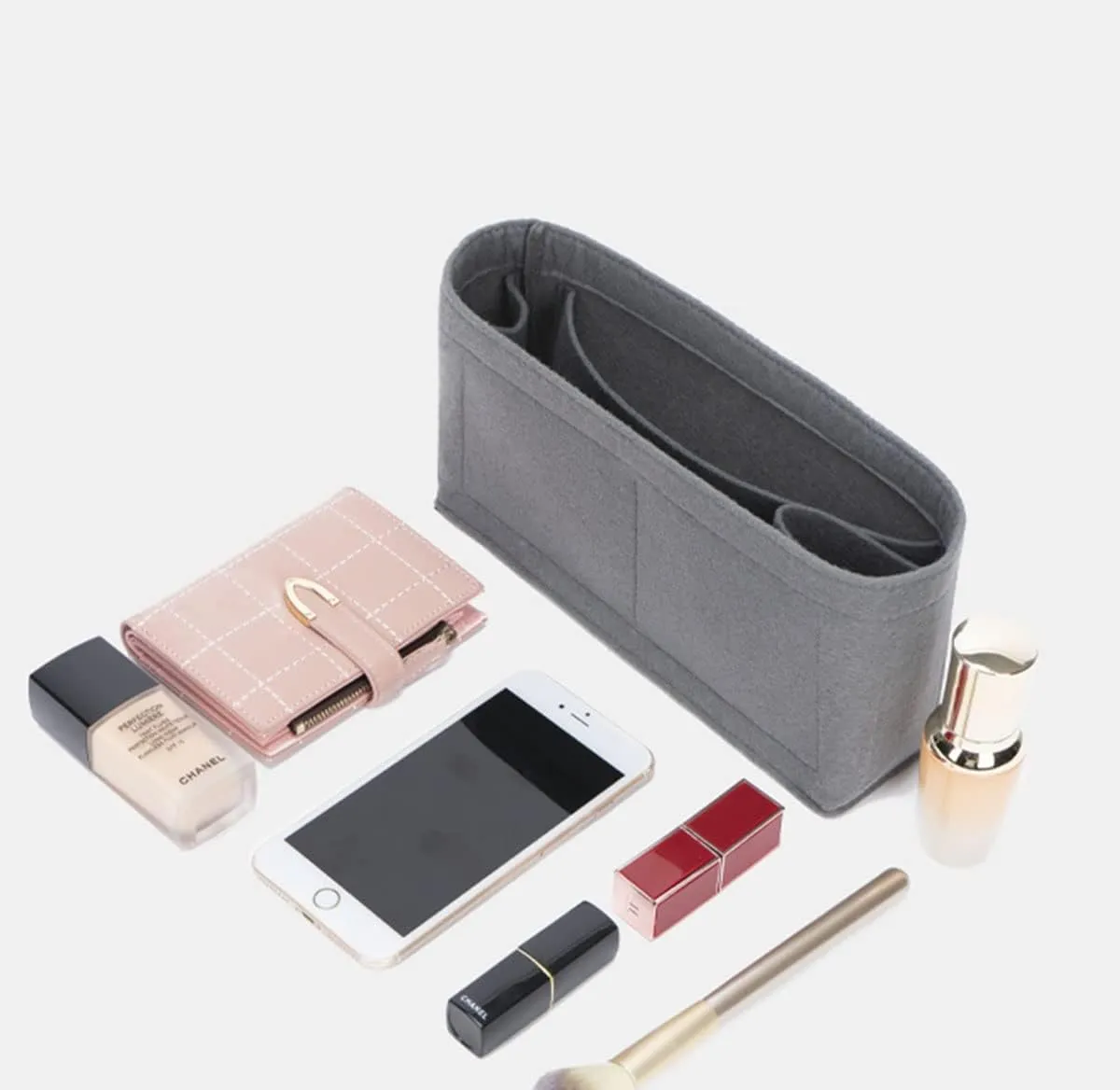 Lckaey Purse Insert Organizer for medium niki matelassé crinkled leather shoulder bag saint laurent 2043Grey blue-M