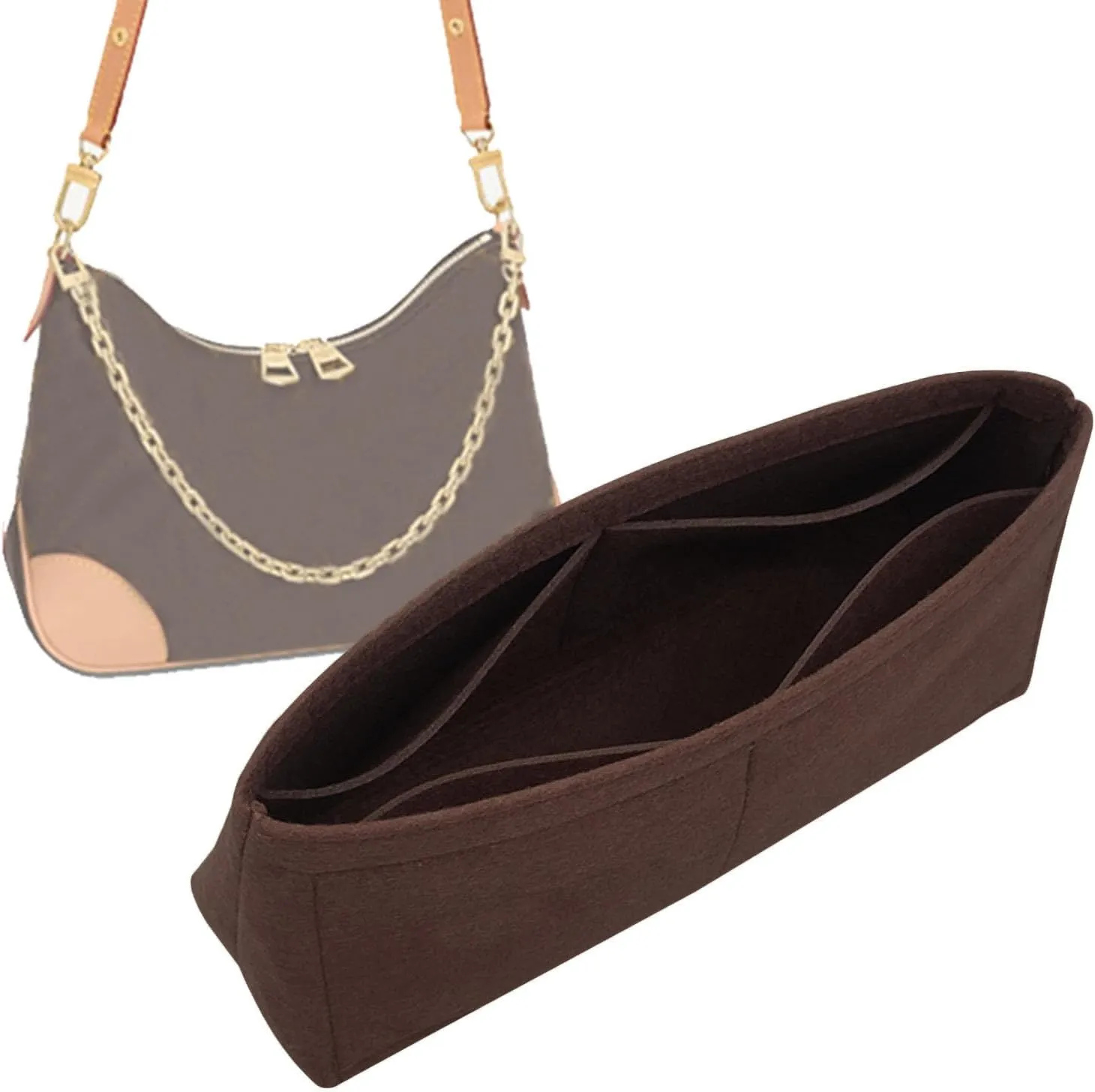 Lckaey Purse Organizer is used for BOULOGNE croissant storage finishing bag underarm bag insert.3049coffee