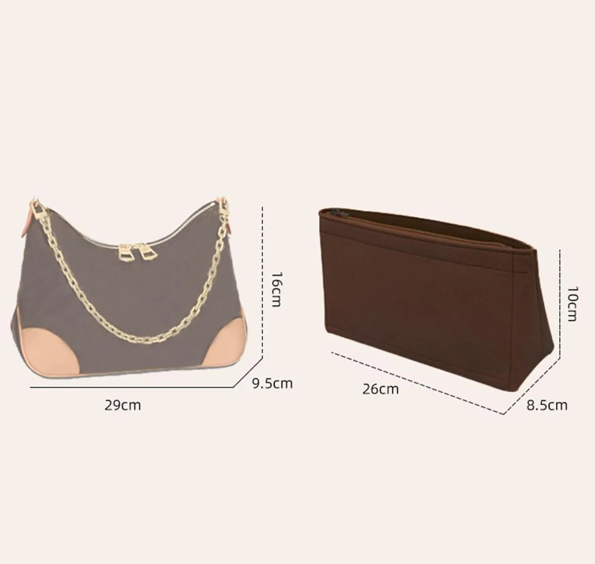 Lckaey Purse Organizer is used for BOULOGNE croissant storage finishing bag underarm bag insert.3049coffee