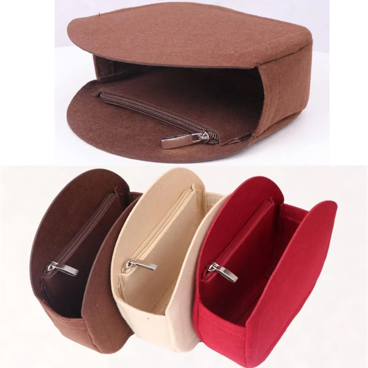 Lckaey Round Bag Organizer - Khaki, Practical/Organizational, Cosmetics and General Storage, Insert Mount, 1 Count