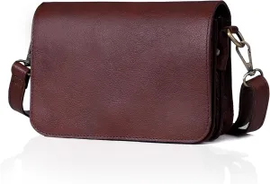 Leather Crossbody Bag for Women, Burgundy Leather, Adjustable Strap