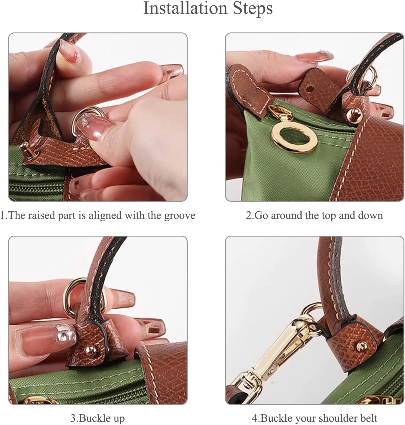 Leather Purse Straps for Longchamp Conversion Kit, Leather Handbag Crossbody Shoulder Strap Adjustable for Women
