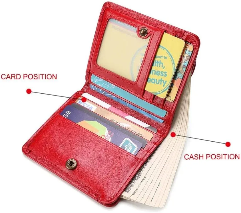 Leather Wallet Pu Leather Women's Wallet Convenient Small Mini Card Holder Short Purses Fashion Elegant Large Capacity Coin Bag Large Capacity (Brown,9.5x10.5cm)