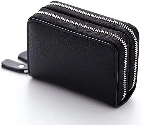 Leather Wallet Pu Leather Women's Wallet Retro Fashion Short Purse Clutch for Girls Ladies Business Card Holder Coin Pocket Large Capacity (Black,8.5x10.5cm)