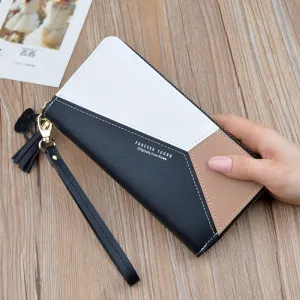 Leather Wallet Women Luxury Long Clutch Ladies Purse Card Holder Tassel Women Wallets  Zipper Coin Phone Money Pocket Bag W052