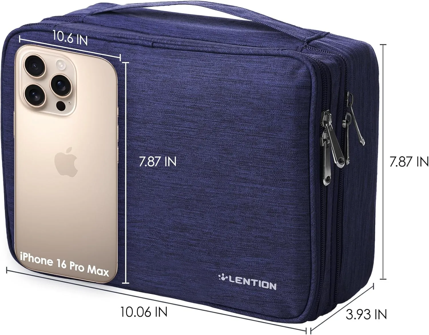 LENTION Cable Electronics Organizer Bag Pouch, Travel Accessories Carry Case Portable Bag Waterproof Double Layers All-in-One Storage Bag Carrying for Cord, Charger, Power Bank, Earphone Blue