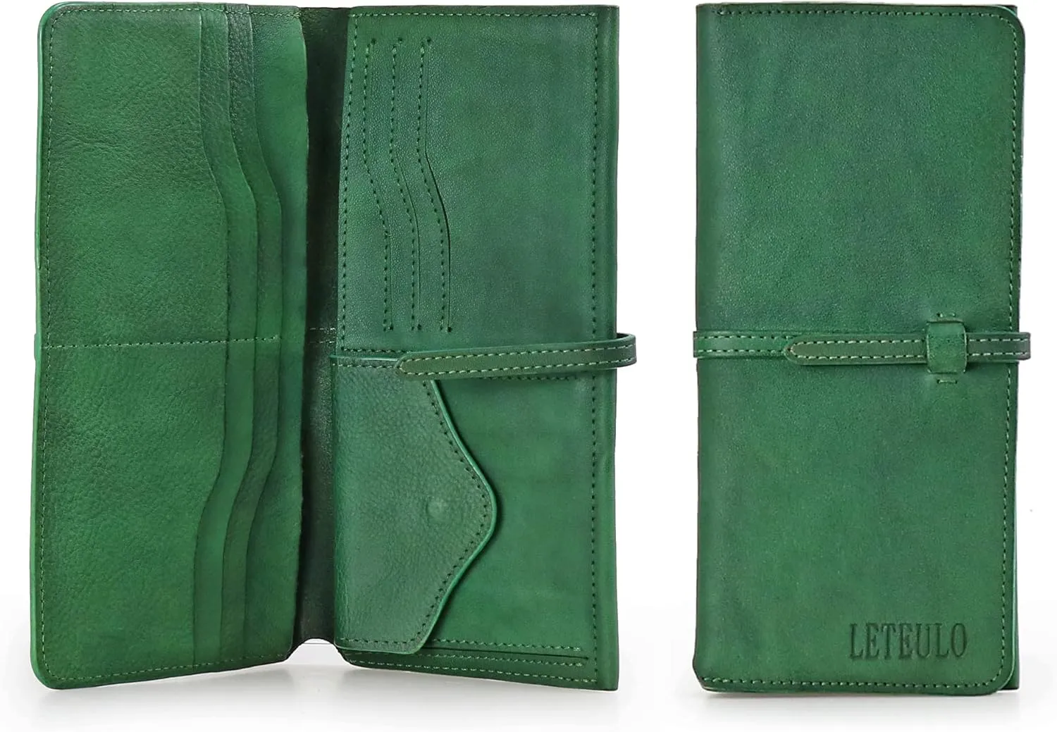 LETEULO Wallets for Women Genuine Leather Card Organizer Dip Dye Coin Purse Ladies Ultrathin Wallets