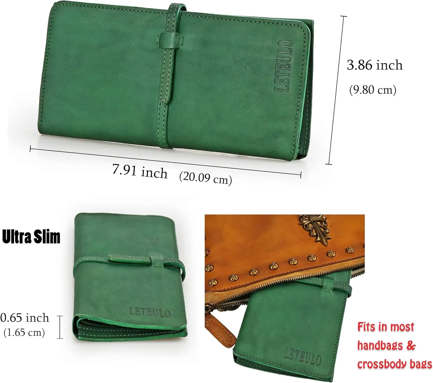 LETEULO Wallets for Women Genuine Leather Card Organizer Dip Dye Coin Purse Ladies Ultrathin Wallets