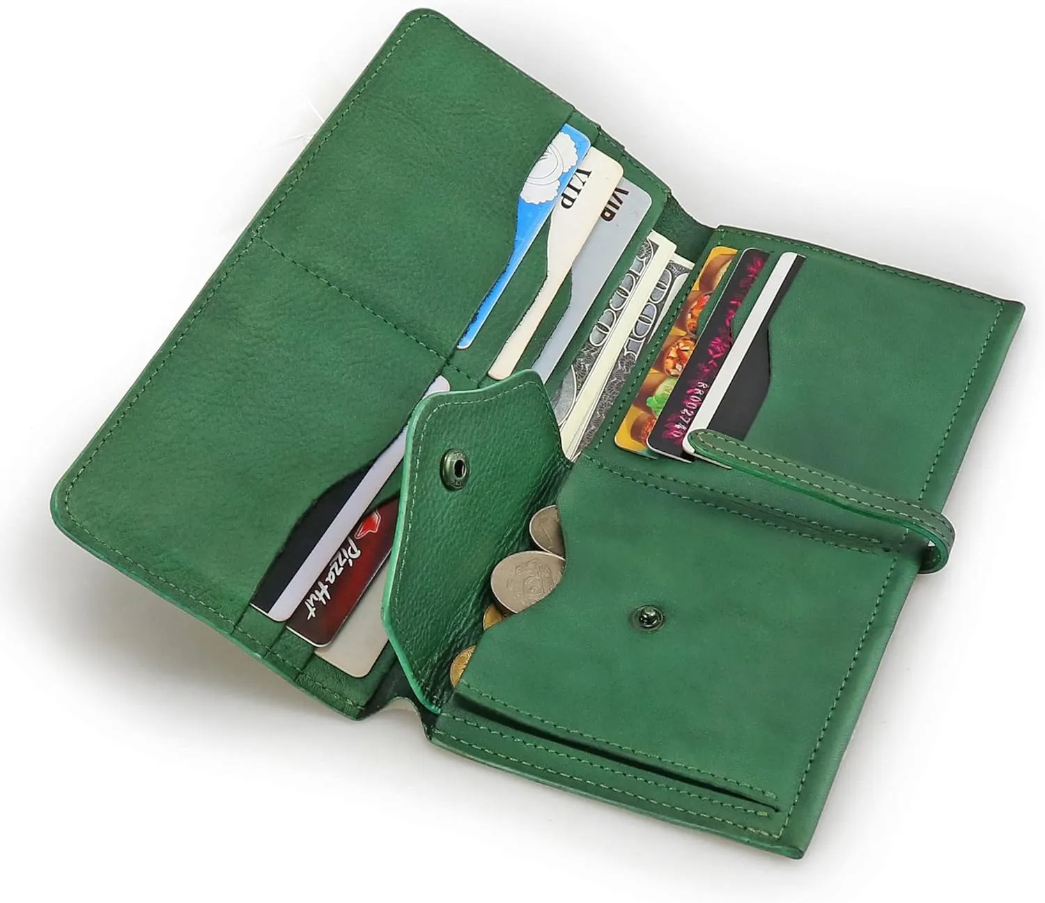 LETEULO Wallets for Women Genuine Leather Card Organizer Dip Dye Coin Purse Ladies Ultrathin Wallets