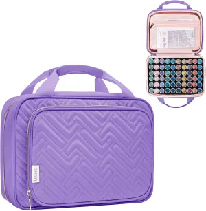 Leudes Diamond Painting Storage Containers, 60 Slots Bead Storage Box for Diamond Art Kits Accessories Organizer Case (Only Bottles and Bag) (Purple-1(60 Jars))