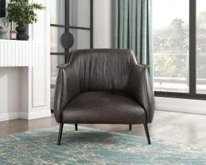 Lexicon Single Sofa Chair for Living Room Accent Chair, Faux Leather Chair with Sturdy Metal Legs, Upholstered Armchair Comfy Chair for Bedroom/Office/Waiting Room, Brown