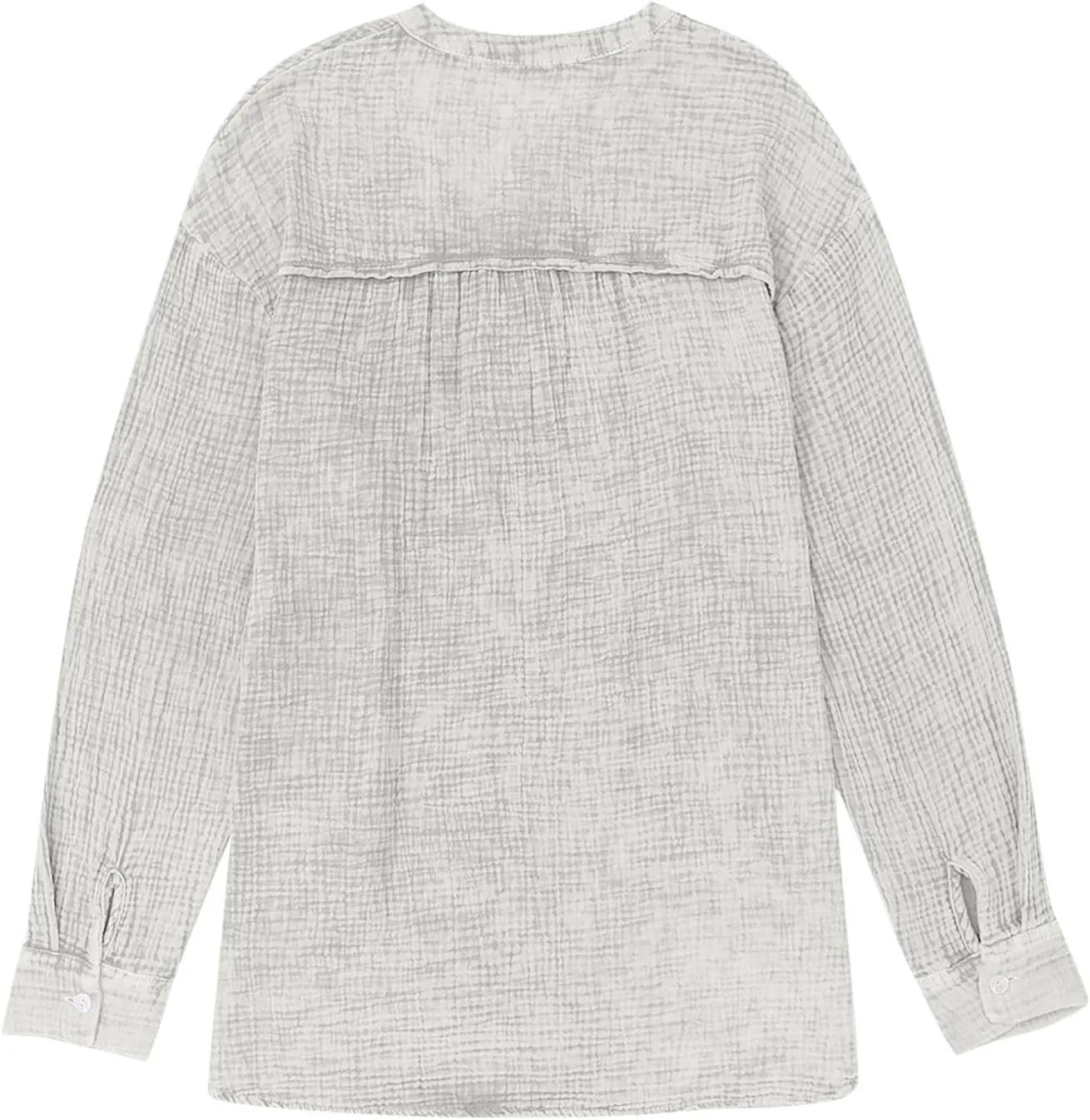 Linen Shirts for Women Casual Button V Neck Long Sleeve Shirts Oversized Solid Blouses Tops for Women Trendy Summer 2025
