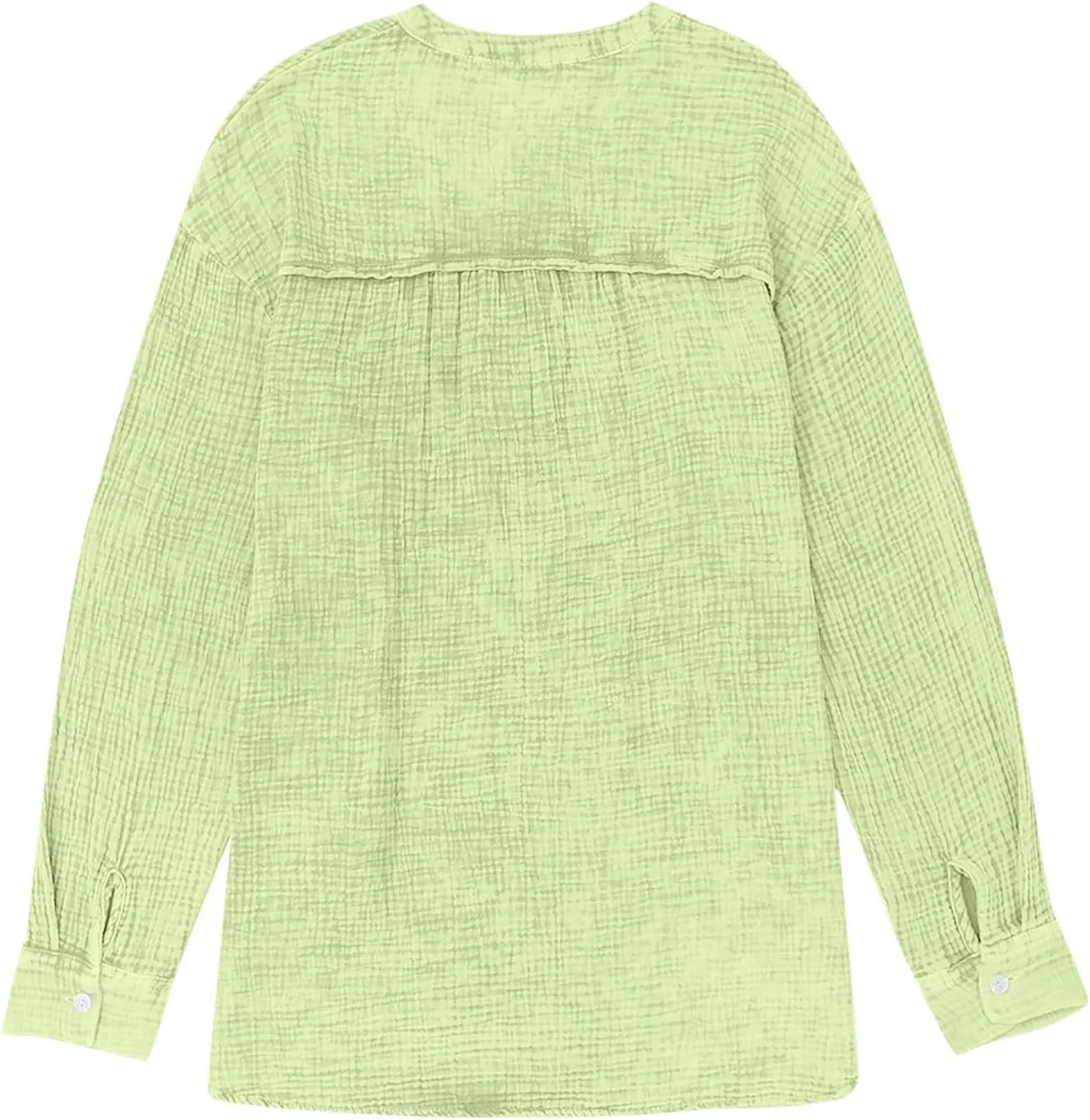 Linen Shirts for Women Casual Button V Neck Long Sleeve Shirts Oversized Solid Blouses Tops for Women Trendy Summer 2025