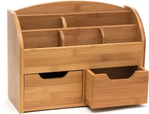 Lipper International 809 Bamboo Wood Space-Saving Desk Organizer, 12 5/8" X 5" X 9 5/8"