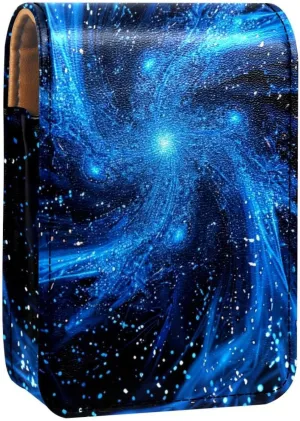 Lipstick Case,Leather Lip Gloss Lipstick Organizer with Mirror,Mini Lipstick Holder Bag,Fantasy Universe Space Planet