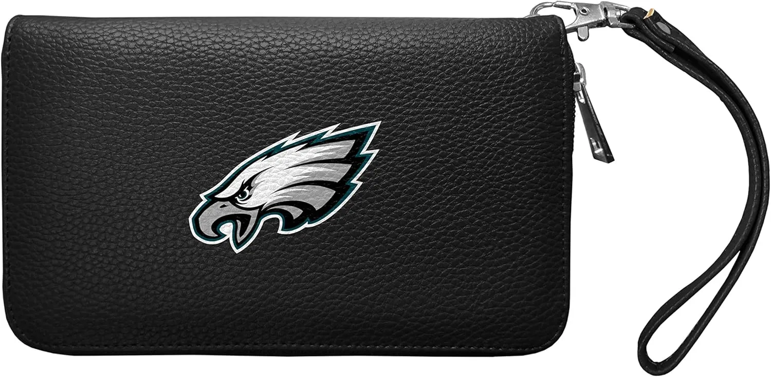 Littlearth Women's NFL Soft Pebble Organizer Wallet - Zip Closure Wallet - Wristlet, 4” x 7.5" x 1” , Team Color