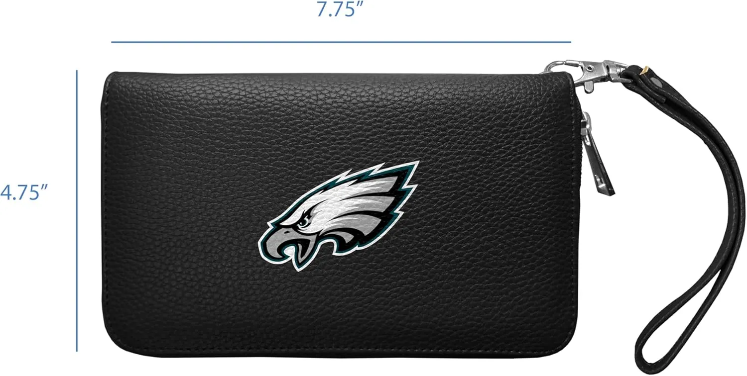 Littlearth Women's NFL Soft Pebble Organizer Wallet - Zip Closure Wallet - Wristlet, 4” x 7.5" x 1” , Team Color