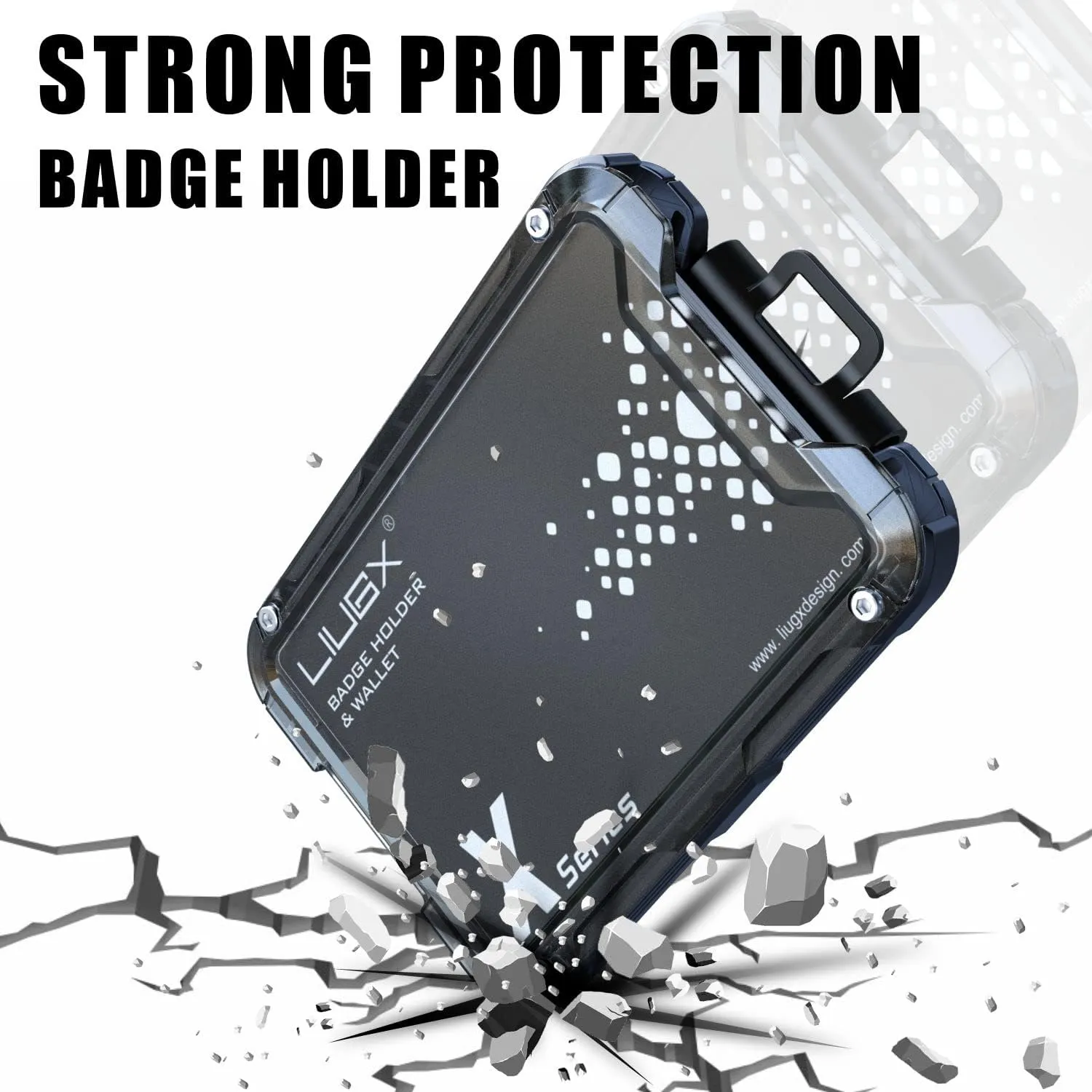 LIUGX Carbon Fiber Badge Holder, ID Card Holder with Metal Clip - Heavy Duty Portable Wallet (Holds 1to 4 Cards),for Office Police Worker Outdoor, Dark Blue