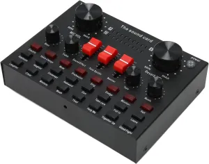 Live Sound Card, 16 Sound Effects V8S Voice Changer Sound Card Connection, 8 Fun Modes, Sound Mixer Board for Karaoke, Light Design