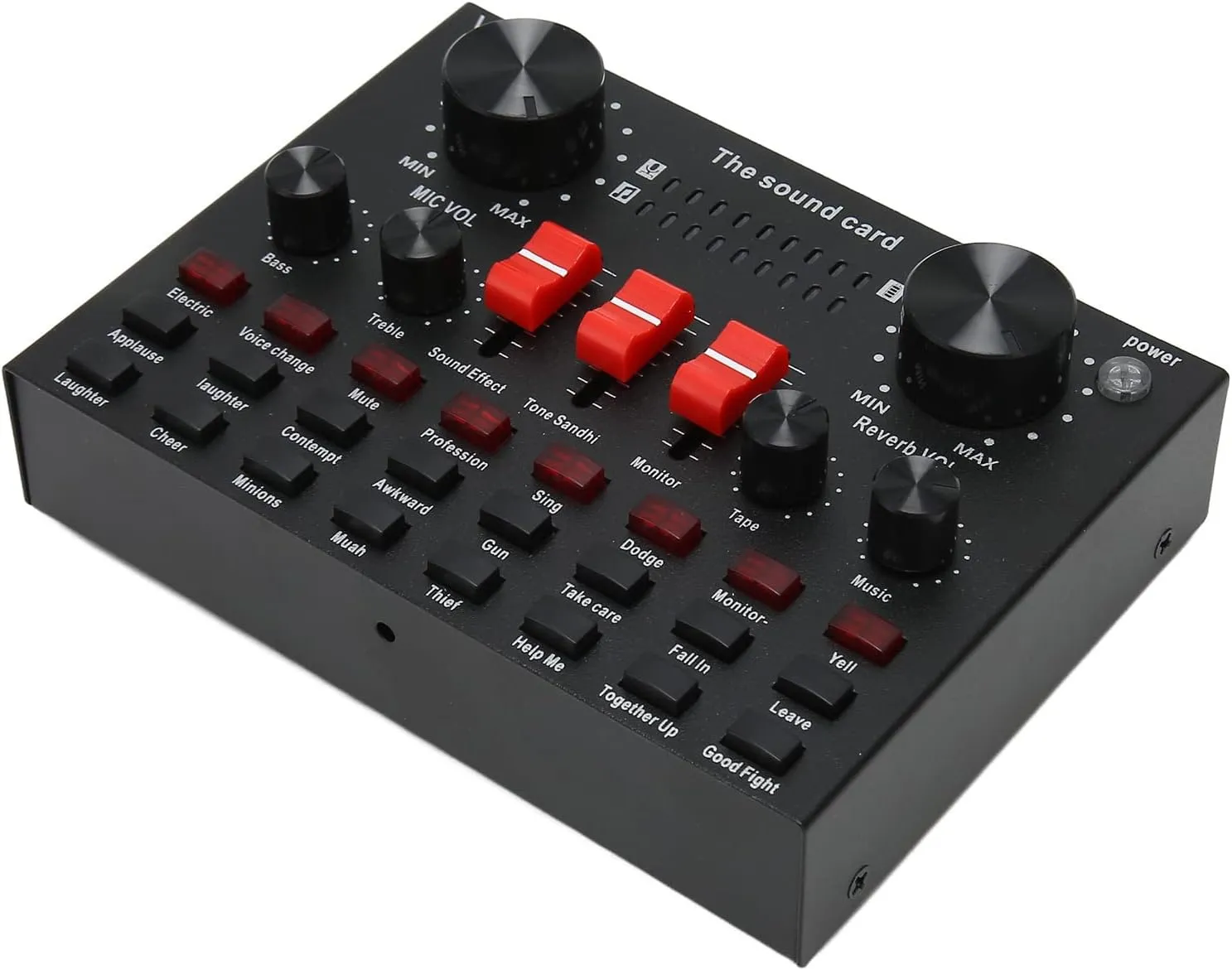 Live Sound Card, 16 Sound Effects V8S Voice Changer Sound Card Connection, 8 Fun Modes, Sound Mixer Board for Karaoke, Light Design