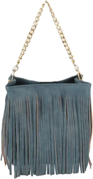 LM Women Fringed Tassel Shoulder Leisure Bag(CH018-BK)