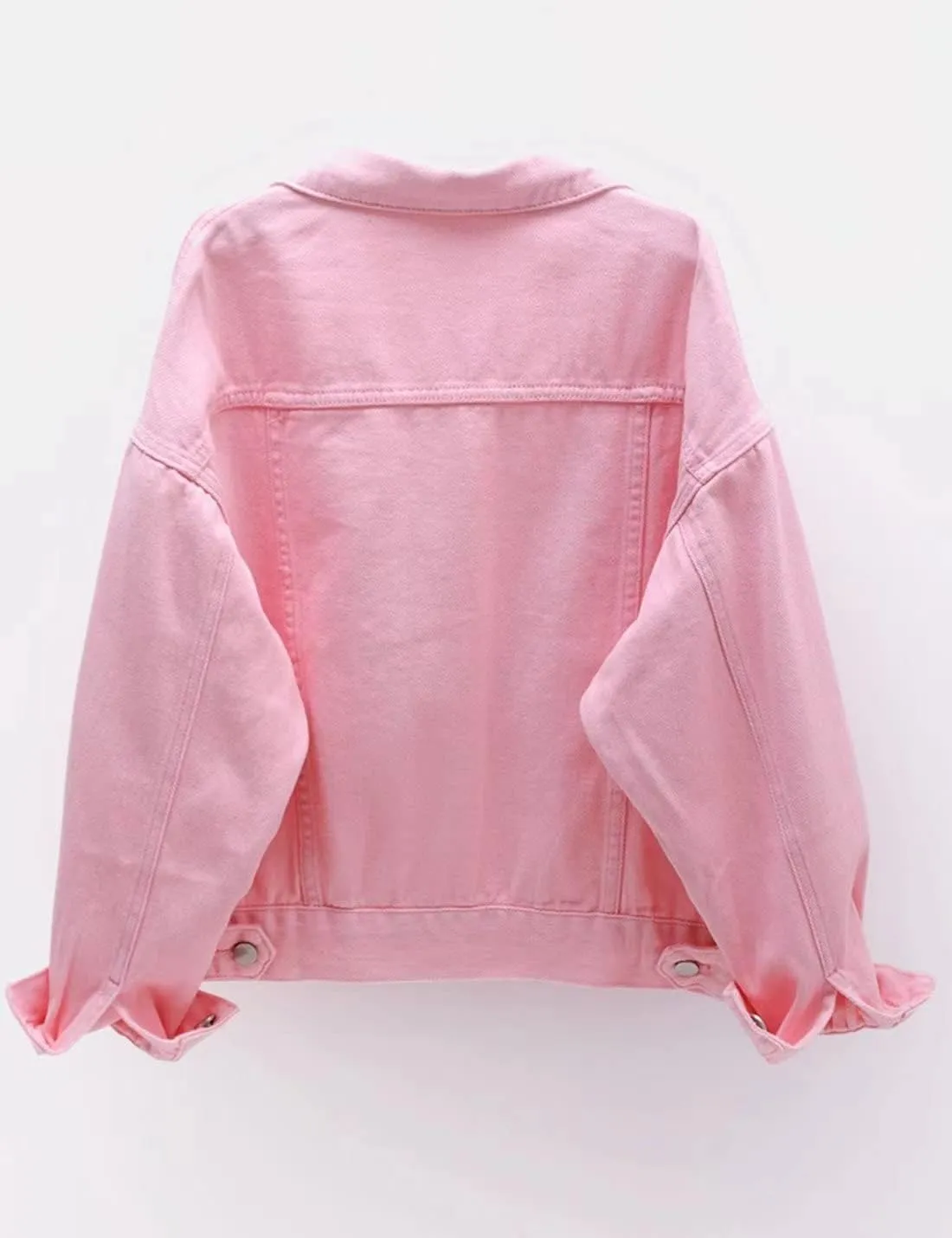 Locachy Women's Casual Denim Jacket Solid Color Basic Long Sleeve Jean Jacket Coat