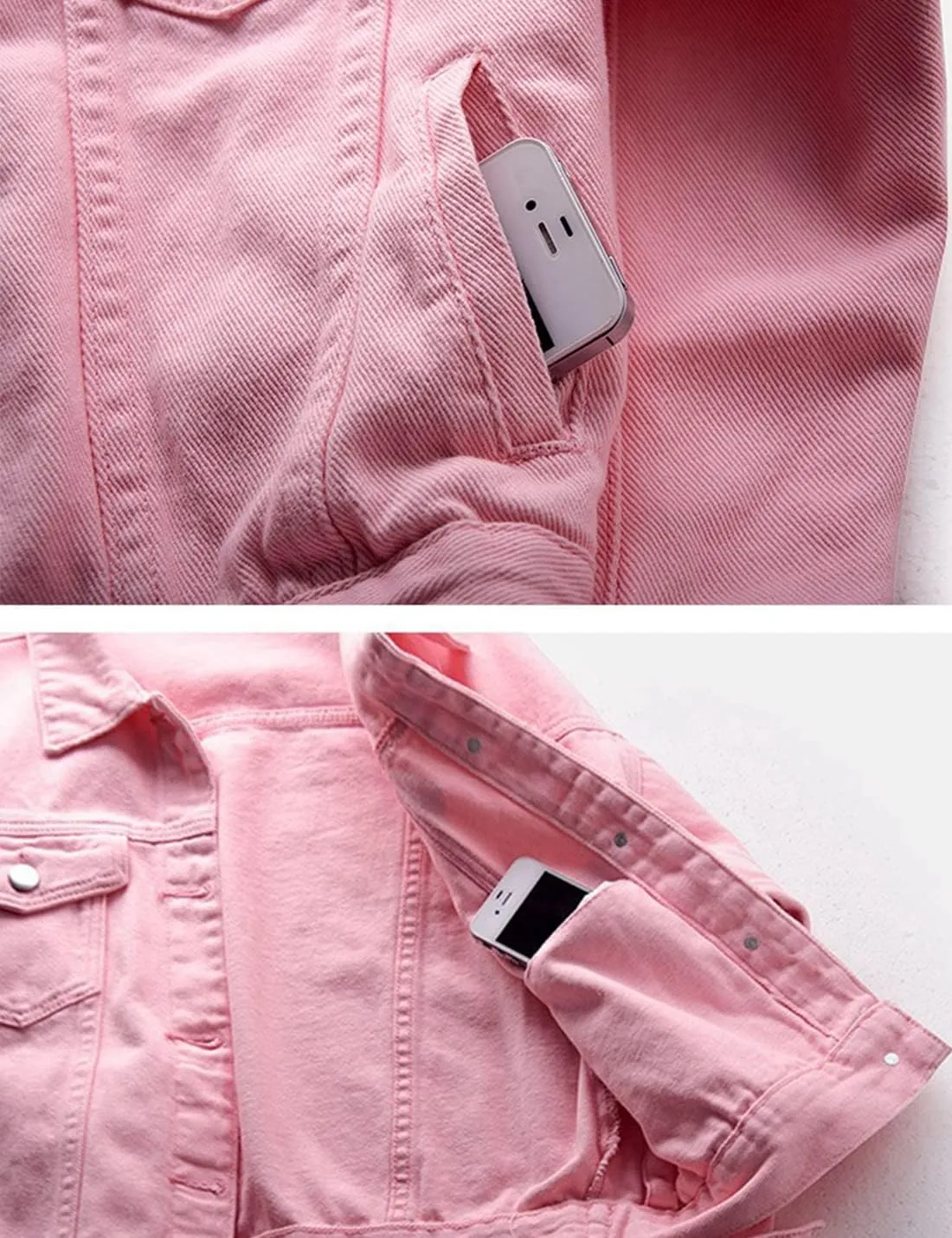 Locachy Women's Casual Denim Jacket Solid Color Basic Long Sleeve Jean Jacket Coat