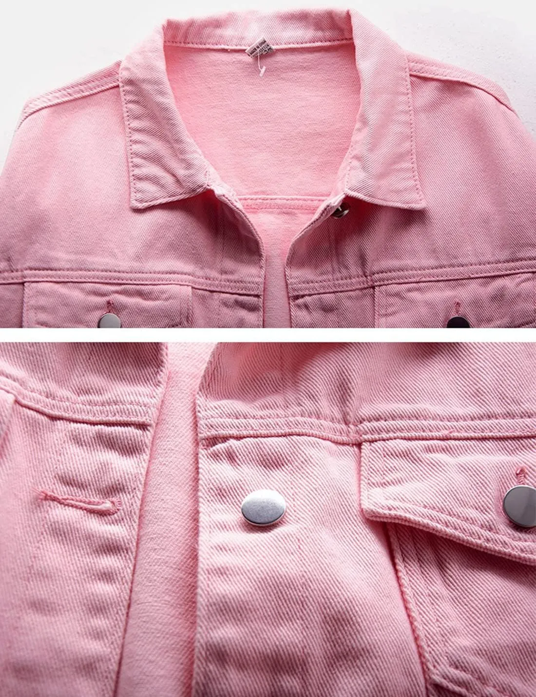 Locachy Women's Casual Denim Jacket Solid Color Basic Long Sleeve Jean Jacket Coat
