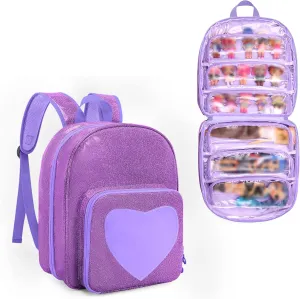 LoDrid Carrying Backpack Compatible with LOL Surprise Dolls All, Storage Case with 6 Clear Pockets for Dolls Organizer & Display, Purple, Bag Only (Patent Design)