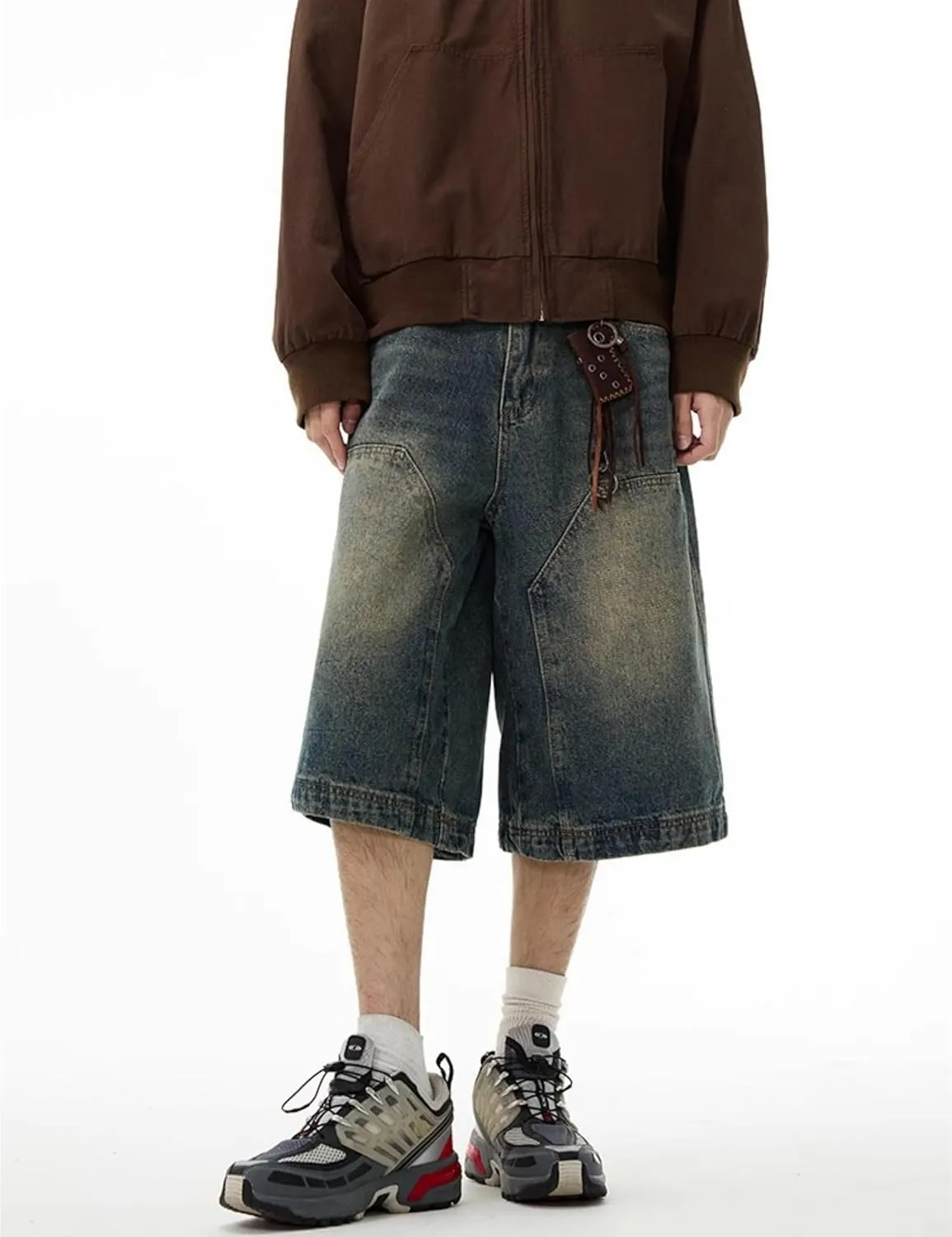 Long Baggy Jean Shorts Jorts Y2k Baggy Streetwear Shorts Hip Hop Skater Jeans Grunge Demin Short