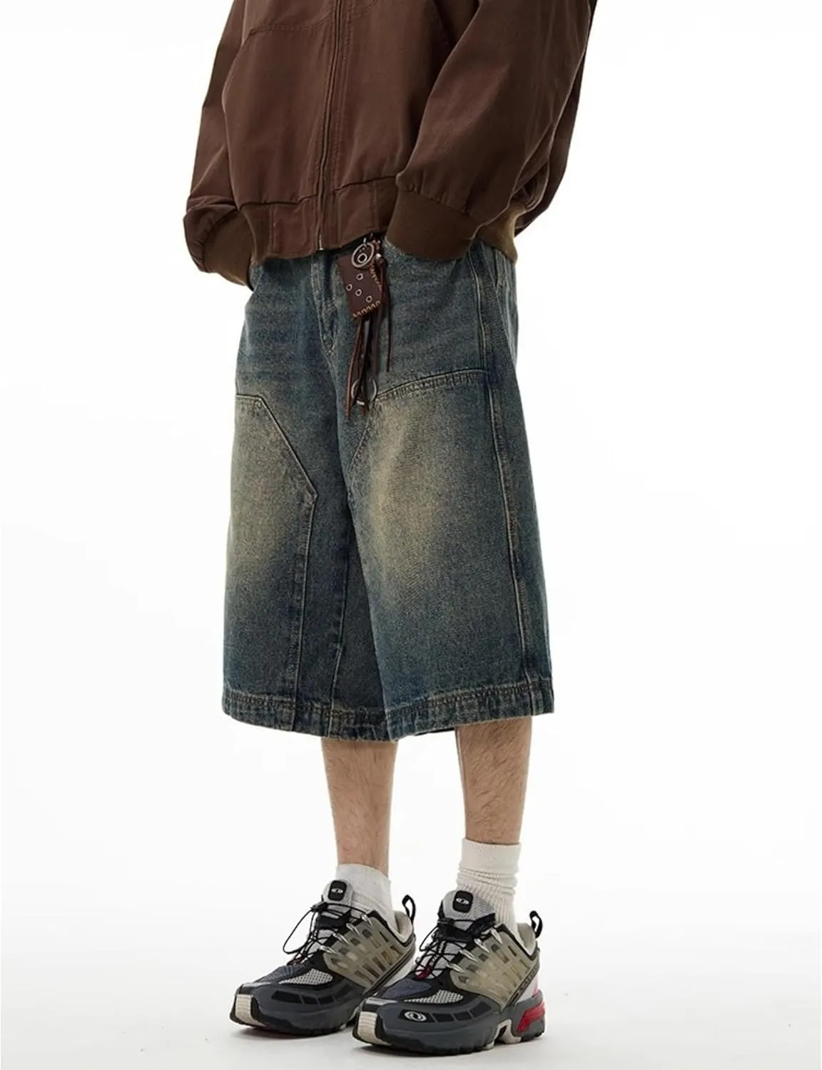 Long Baggy Jean Shorts Jorts Y2k Baggy Streetwear Shorts Hip Hop Skater Jeans Grunge Demin Short