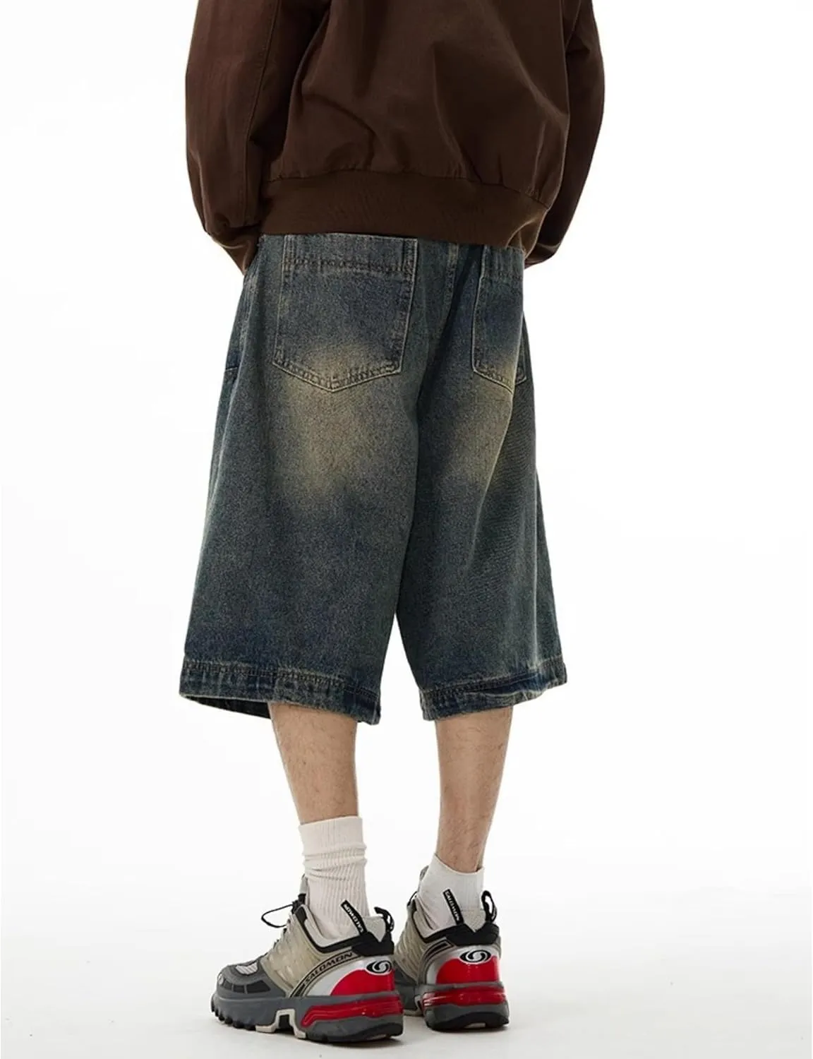 Long Baggy Jean Shorts Jorts Y2k Baggy Streetwear Shorts Hip Hop Skater Jeans Grunge Demin Short