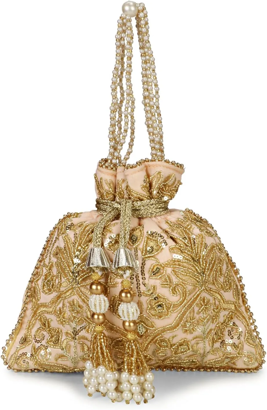 LONGING TO BUY Handcrafted Pearl and Bead Embellished Potli Bag, Potli Bag For Women