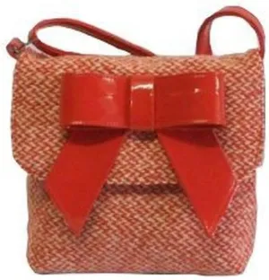 LONI Womens Luxury Faux Wool Patent Bow Cross-Body Shoulder Bag