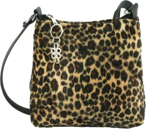 LONI Womens Trendy Animal Print Faux Fur Shoulder Bag/Cross-Body Bag