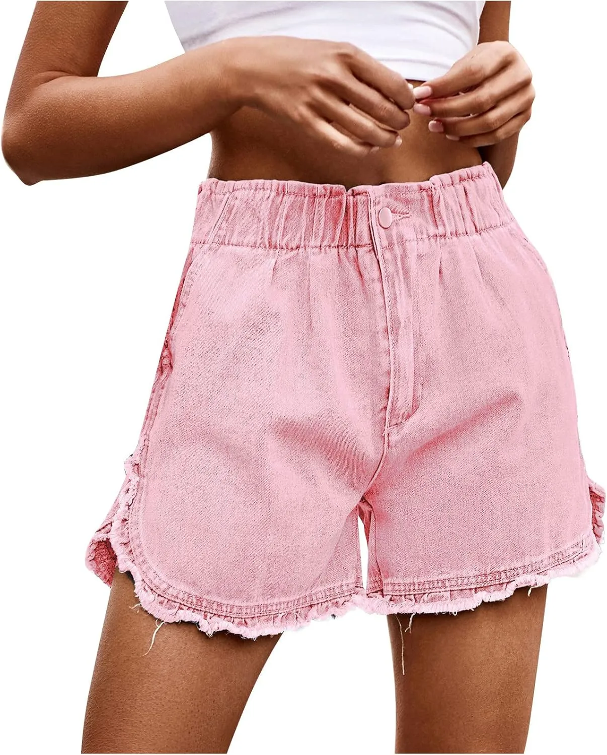 Loose Fit for Women Fall Summer Denim Western High Cut Tie Knot Straight Leg Basic Pants Shorts Jeans Women 2025